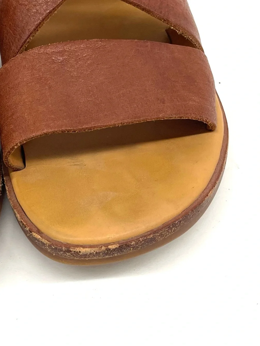 Kork-Ease Brown Leather Cross-Strap Slingback Sandals